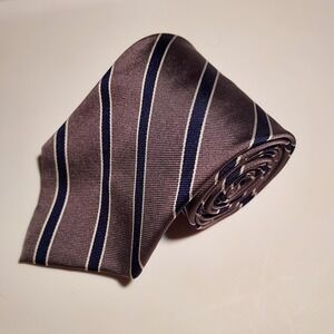 Brooks Brothers Repp Tie Mens 57x3.5 Gray Striped Preppy Makers 100% Silk Casual